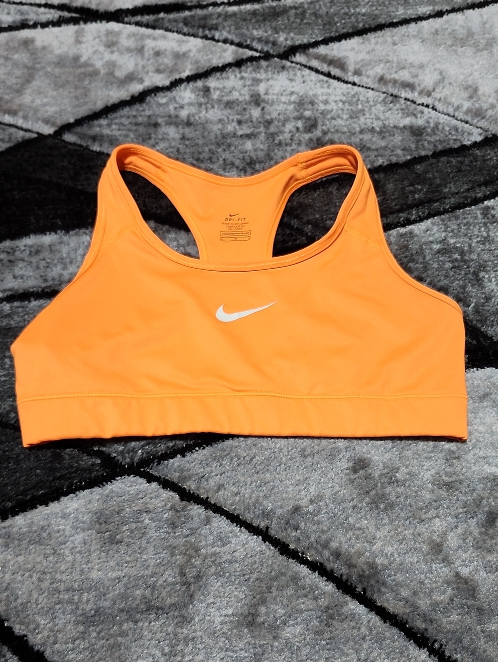 NIKE DRI-FIT SWOOSH LOGO ORANGE RACERBACK SPORTS BRA